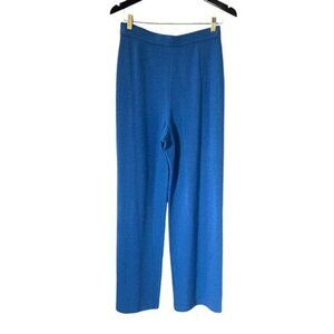 St. John Collection Santana Knit Pants Women’s Size 8 Pull On Wide Leg Blue